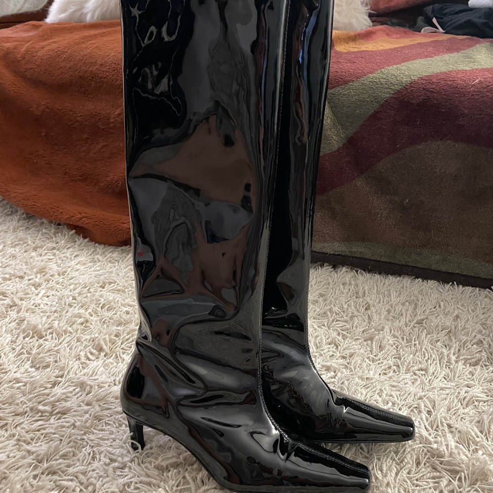 Women's Black Patent Leather Boots